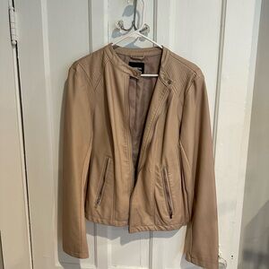 Express Tan Leather Jacket Casual Style